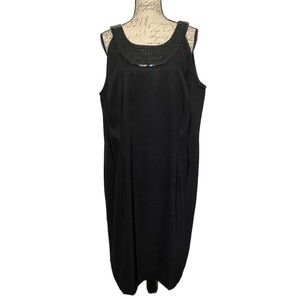 Connected Sheath Sequined Neck Black Stretch Dress Plus Size 20W